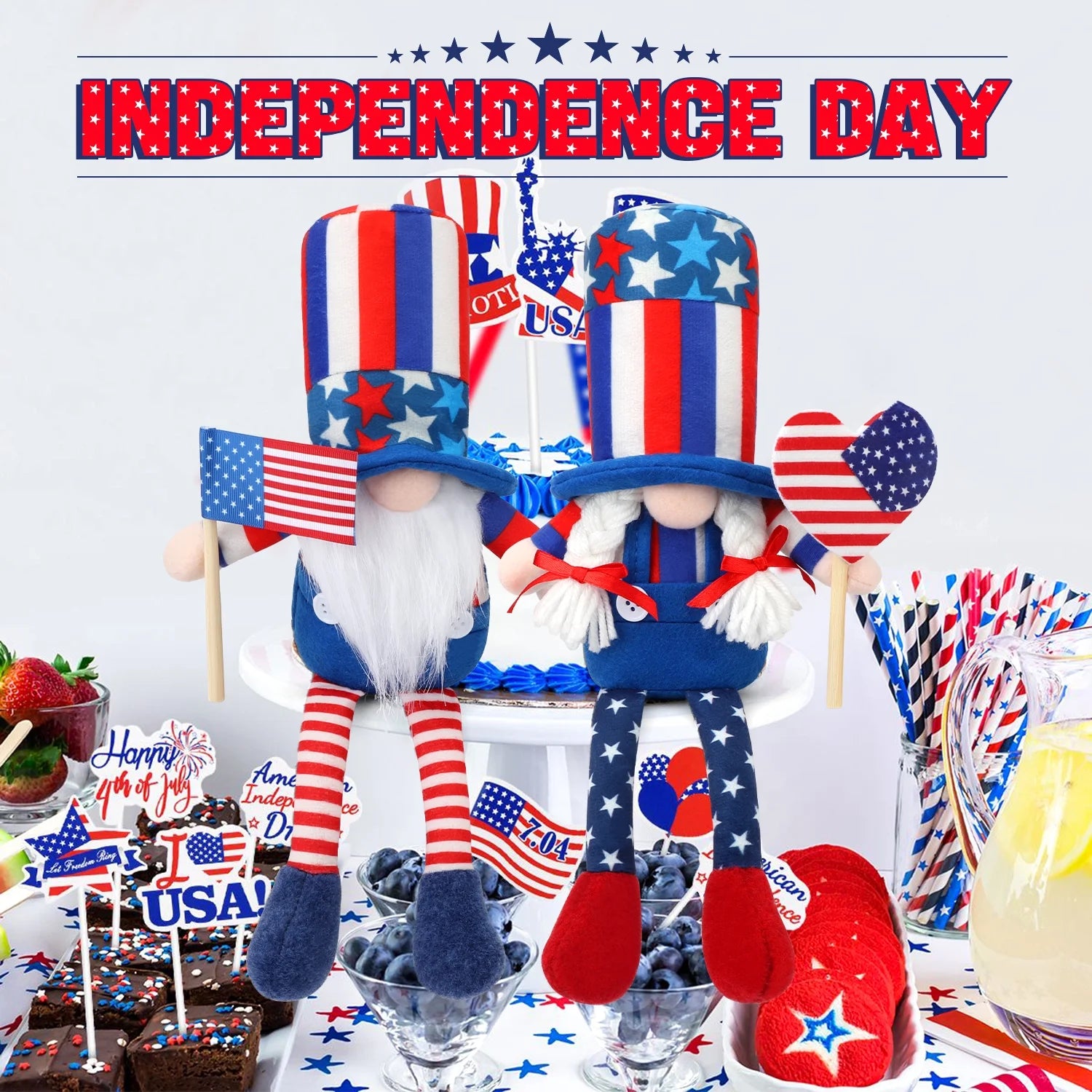 2Pcs 4Th of July Gnomes Patriotic Gnomes Decorations, American Independence Day Decor, Fourth of July Decoration 4Th of July Decor