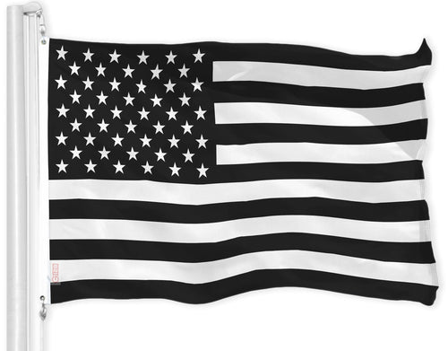 G128 Combo Pack: American USA Flag & American USA Black and White Flag 3X5 Ft Printed 150D Polyester