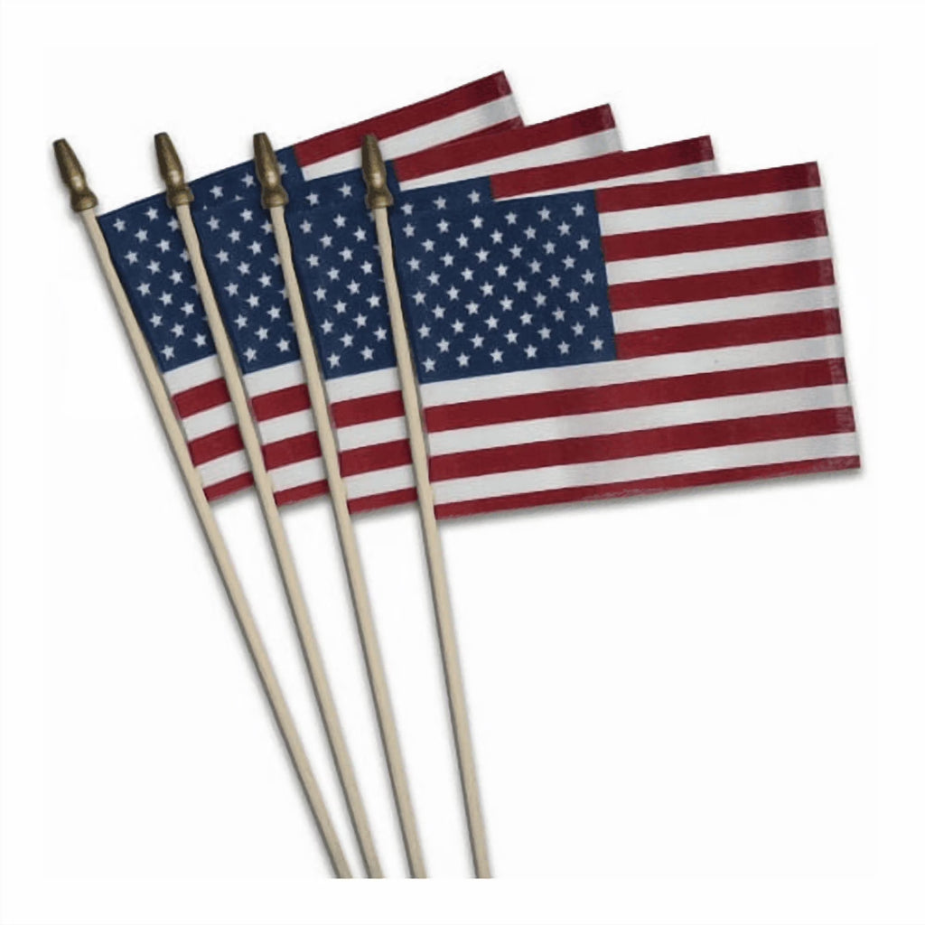 (2 Pack) 4X6In Polycotton  US Stick Flags 4-Pack