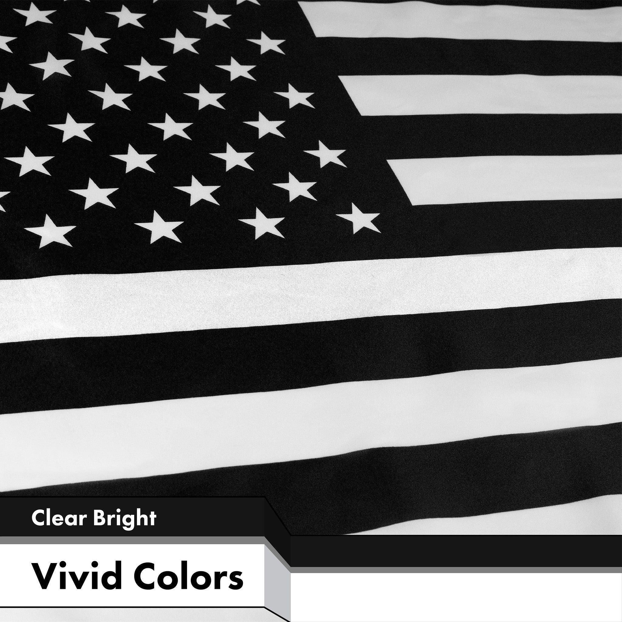 G128 Combo Pack: American USA Flag & American USA Black and White Flag 3X5 Ft Printed 150D Polyester
