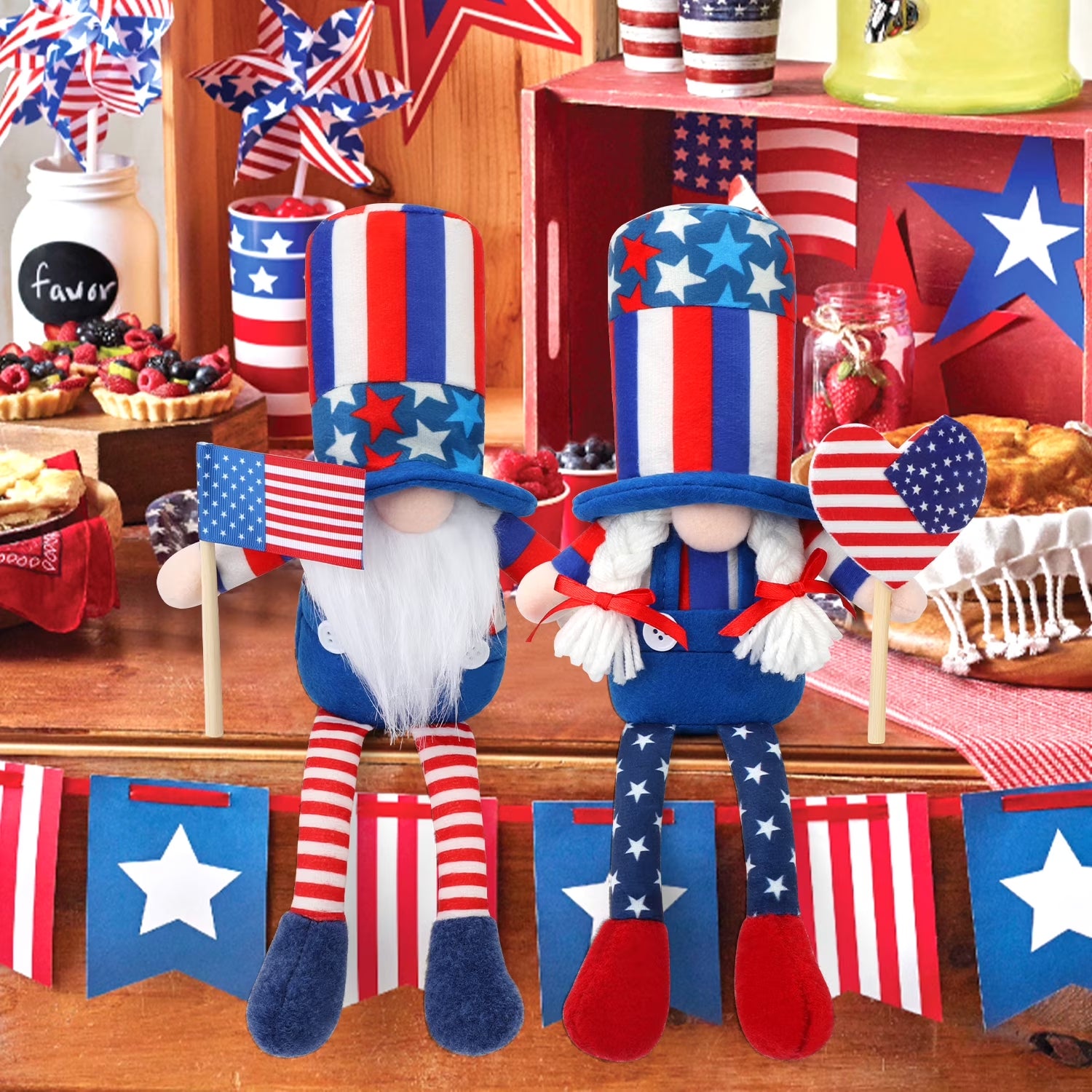 2Pcs 4Th of July Gnomes Patriotic Gnomes Decorations, American Independence Day Decor, Fourth of July Decoration 4Th of July Decor