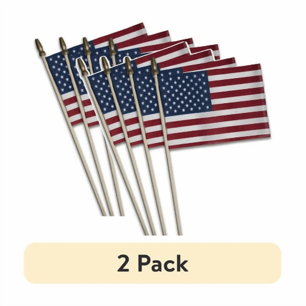 (2 Pack) 4X6In Polycotton  US Stick Flags 4-Pack