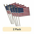 (2 Pack) 4X6In Polycotton  US Stick Flags 4-Pack