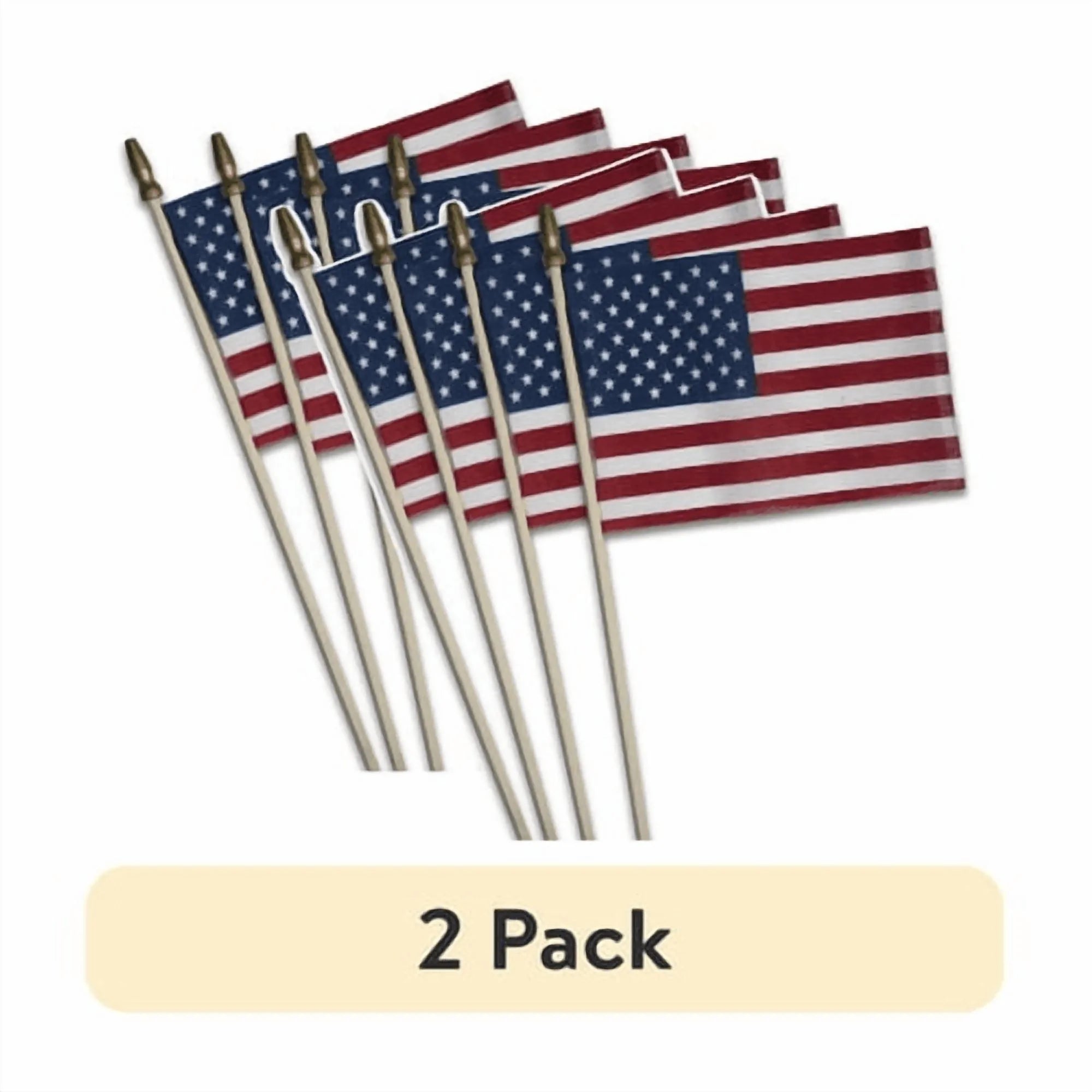 (2 Pack) 4X6In Polycotton  US Stick Flags 4-Pack