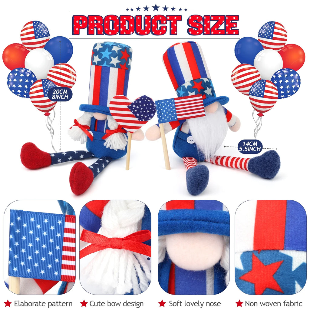 2Pcs 4Th of July Gnomes Patriotic Gnomes Decorations, American Independence Day Decor, Fourth of July Decoration 4Th of July Decor